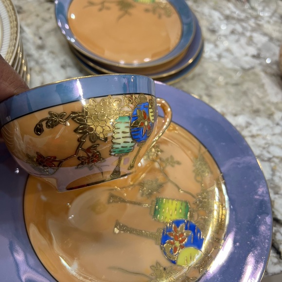 Super rare vintage Noritake China iridescent hand painted china 13 pieces - Picture 17 of 17